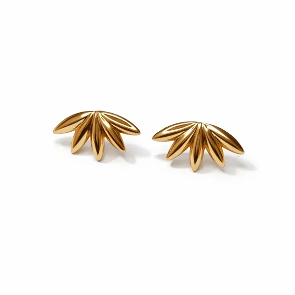 Gold_Plated_Fan_Leaf_Petal_Stud_Earrings_For_Women