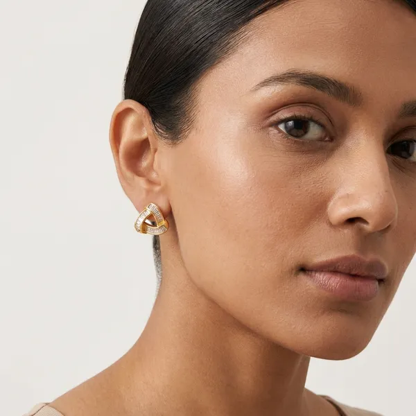 Gold_Plated_Trinity_Knot_Baguette_Cz_Stud_Earrings_For_Women