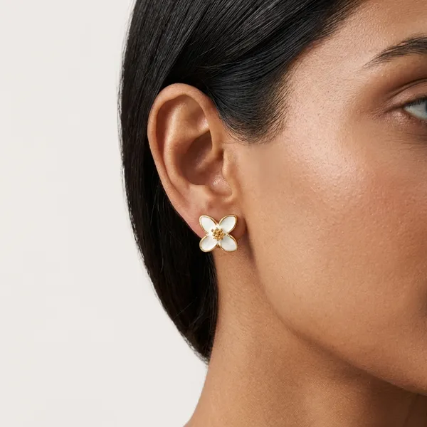 Gold_Plated_Enamal_Flower_Stud_Earrings_For_Women
