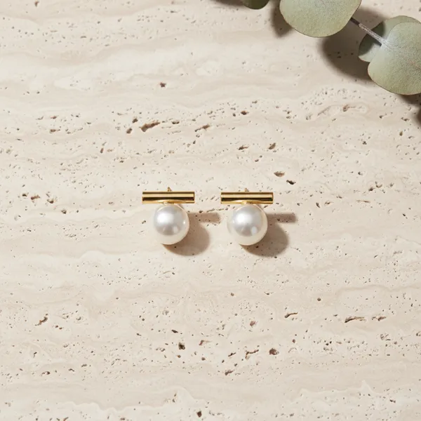 Gold_plated_Pearl_Bar_Stud_Earrings_For_Women