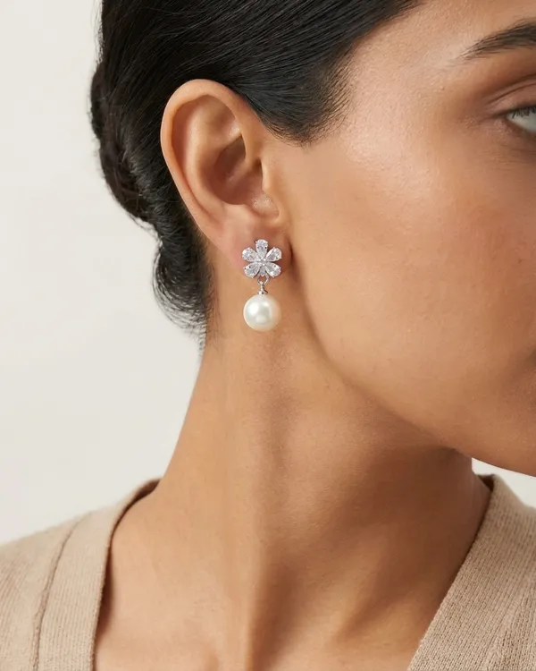 Silver_Plated_Cz_Floral_Pearl_Drop_Earrings_For_Women
