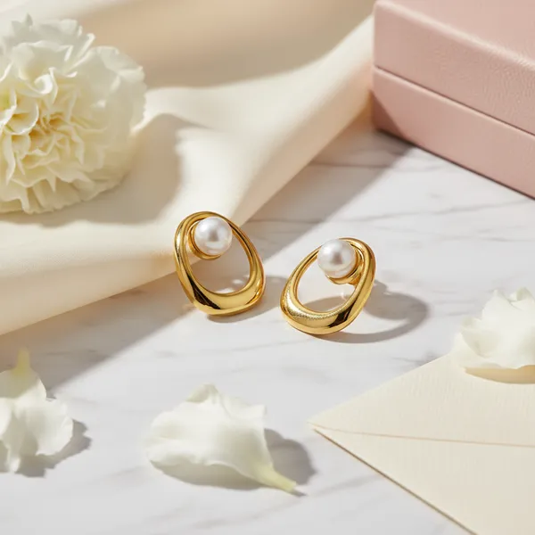 Gold_Plated_Open_Loop_Oval_Pearl_Stud_Earrings_For_Women