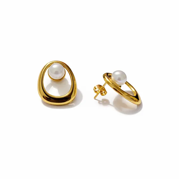 Gold_Plated_Open_Loop_Oval_Pearl_Stud_Earrings_For_Women