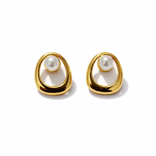 Gold_Plated_Open_Loop_Oval_Pearl_Stud_Earrings_For_Women