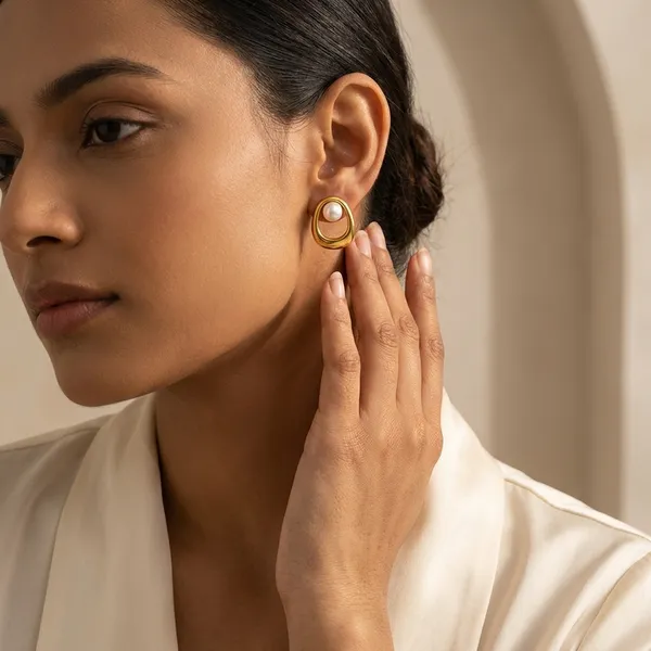 Gold_Plated_Open_Loop_Oval_Pearl_Stud_Earrings_For_Women