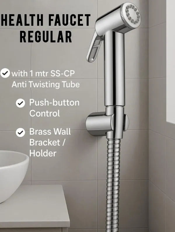 ABS_Health_Faucet_Regular_with_1_mtr_SS-CP_Anti_Twisting_Tube_(Extendable_up_to_1.2_mtr)_and_Brass_Wall_Mounting_Bracket_/_Holder