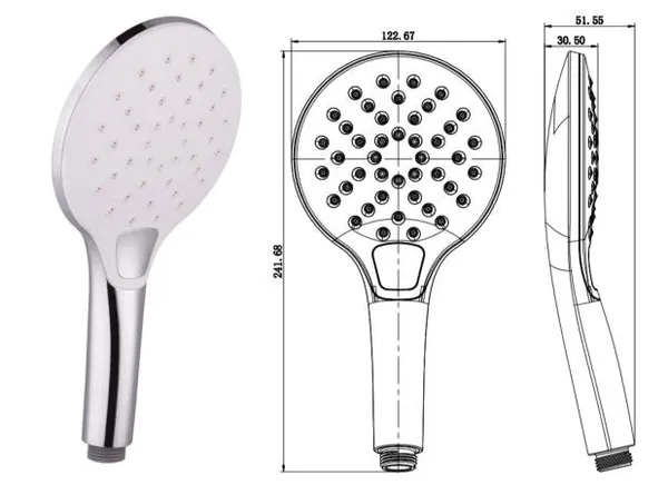 ABS_Hand_Shower_Sphere_(Anti-Clogging_Self_Cleaning_Nozzles)_with_1.5mtr_CP_SS_Anti_Twisting_Tube_and_Brass_Bracket