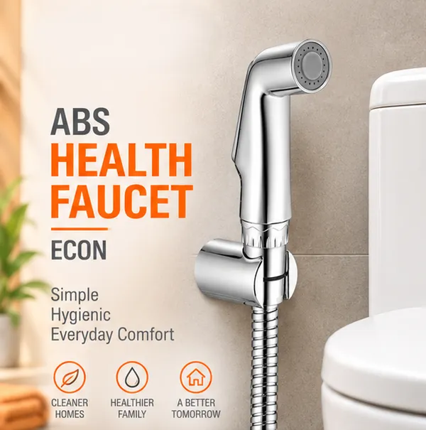 ABS_New_Health_Faucet_Econ_with_1_mtr_SS-CP_Tube_and_ABS_Chrome_Plated_Wall_Mounting_Bracket_/_Holder