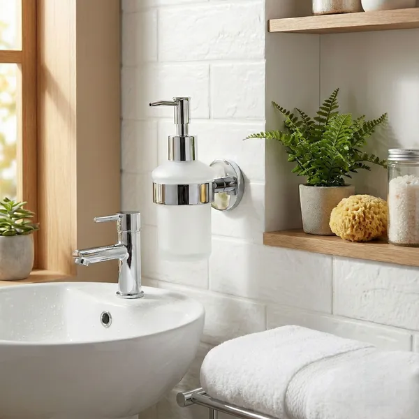 Brass_Liquid_Soap_Dispenser_Wall_Mounted_for_Bathroom_Hand_Wash,_Shampoo,_Body_Wash_and_Lotion_Frosted_Glass_(Pack_of_1)