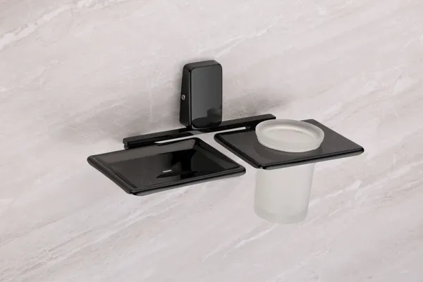 Fortte_Black_Soap_Dish_And_Tumbler_Holder_Stainless_Steel_Bathroom_Set_Pack_Of_1
