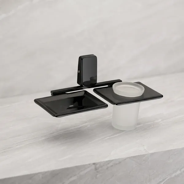 Fortte_Black_Soap_Dish_And_Tumbler_Holder_Stainless_Steel_Bathroom_Set_Pack_Of_1