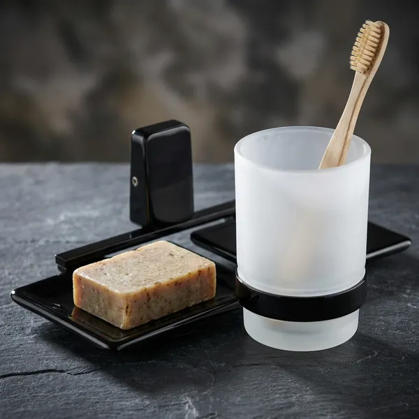 Fortte_Black_Soap_Dish_And_Tumbler_Holder_Stainless_Steel_Bathroom_Set_Pack_Of_1