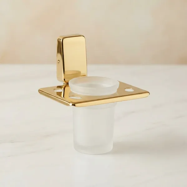 Stainless_Steel_Gold_Finish_Fortte_Tumbler_Holder_Wall_Mounted_for_Bathroom_Toothbrush_,Toothpaste_and_Accessories_Storage_with_Frosted_Glass_Tumbler_(Pack_of_1)