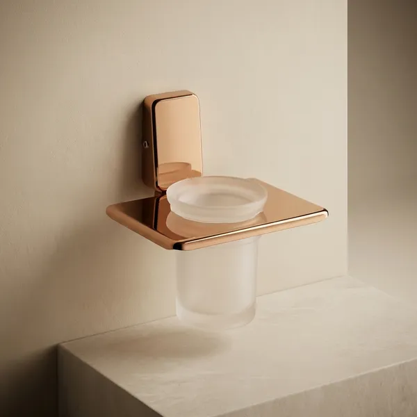 Stainless_Steel_Rose_Gold_Finish_Fortte_Tumbler_Holder_with_Frosted_Glass_Tumbler_Wall_Mounted_for_Toothbrush__&_Toothpaste_(Pack_of_1)