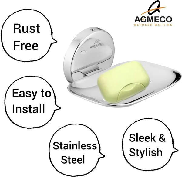 Stainless_Steel_Nova_Soap_Dish_(Pack_of_1),_Wall_Mounted_Soap_Dish_with_Quick_Drain_Design_&_Heavy_Duty_Build_