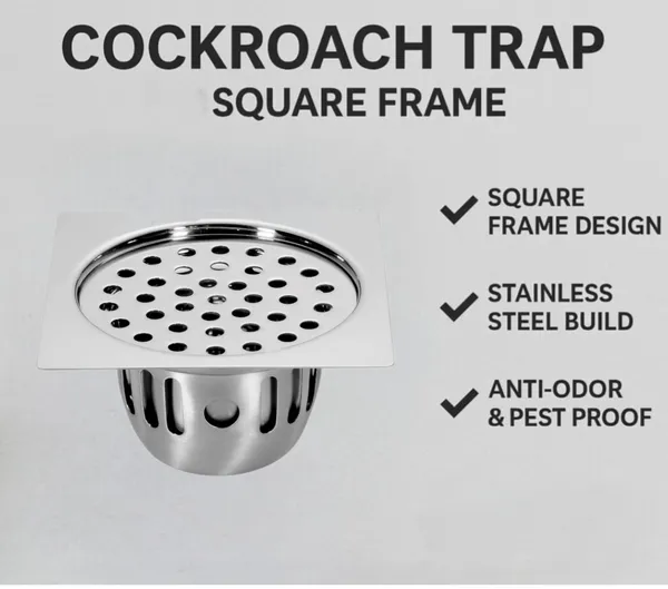 Stainless_Steel_Cockroach_Trap_Square_Frame_5_Inch_Floor_Drain_Cover_Anti-Insect,_Anti-Odour,_Rust_Resistant