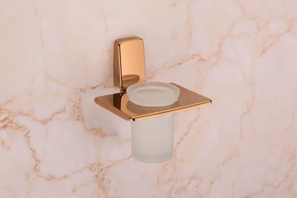Stainless_Steel_Rose_Gold_Finish_Fortte_Tumbler_Holder_with_Frosted_Glass_Tumbler_Wall_Mounted_for_Toothbrush__&_Toothpaste_(Pack_of_1)