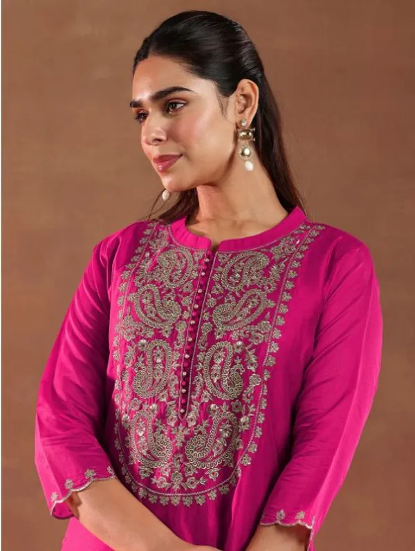 Women’s_Rani_Pink_Silk_Embroidered_Kurti_with_Pant_and_Dupatta_Set