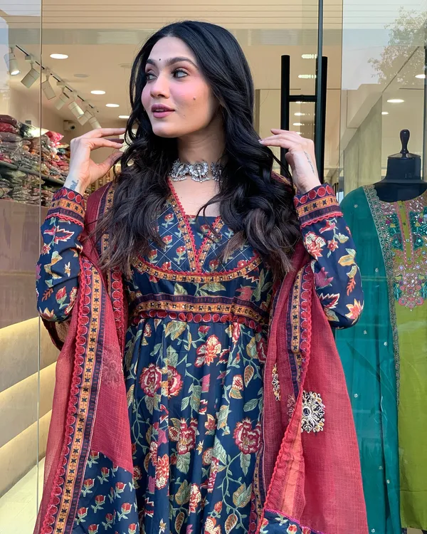 Womens_New_Fancy_Floral_Print_Anarkali_Suit_Set