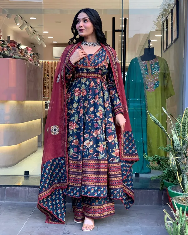 Womens_New_Fancy_Floral_Print_Anarkali_Suit_Set