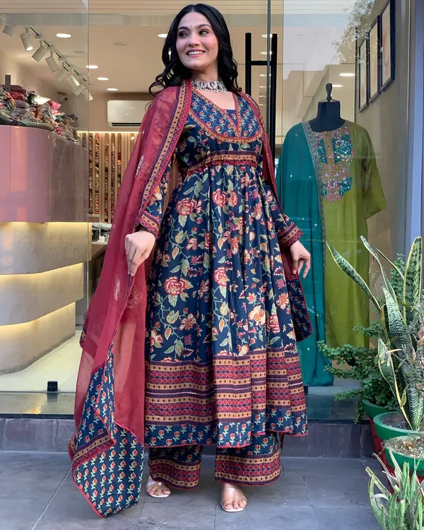 Womens_New_Fancy_Floral_Print_Anarkali_Suit_Set