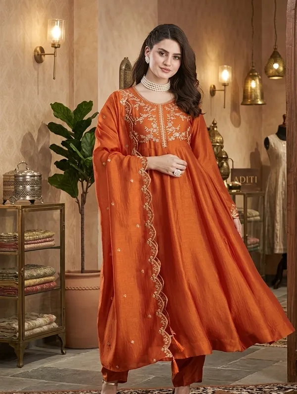 Womens_New_Fancy_Rust_Orange_Embroidered_Anarkali_Kurta_Set