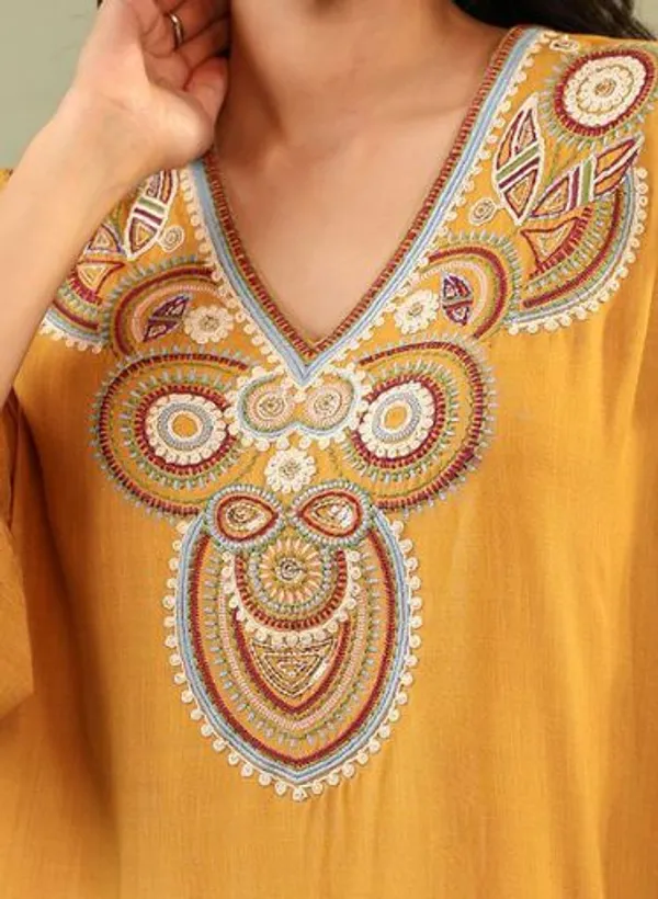 Womens_New_Stylish_Mustard_Yellow_Embroidered_Kurta_&_Pant_Co-ord_Set