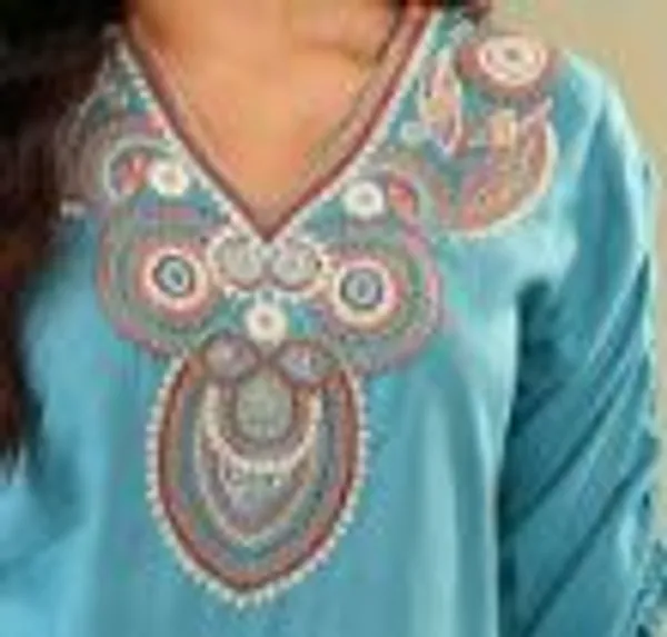 Womens_Stylish_Turquoise_Blue_Embroidered_Kurta_&_Pant_Set
