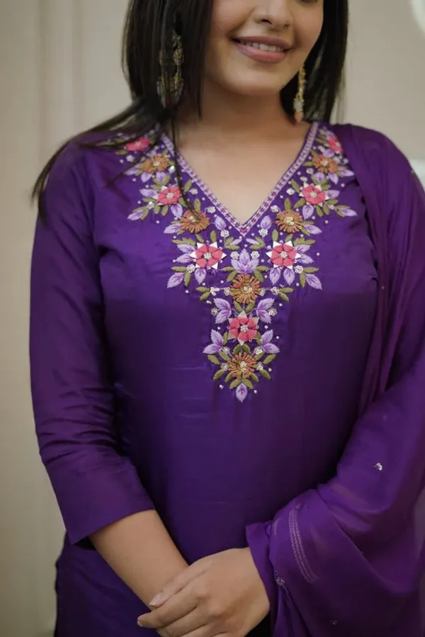 Purple_Chanderi_Silk_Embroidered_Kurta_Set_For_Women_And_Girls