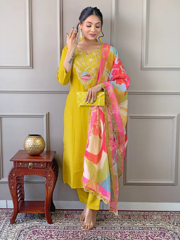 Yellow_Viscose_Embroidered_Kurta_Pant_Dupatta_Set_For_Women_And_Girls