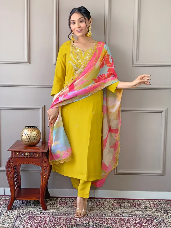 Yellow_Viscose_Embroidered_Kurta_Pant_Dupatta_Set_For_Women_And_Girls