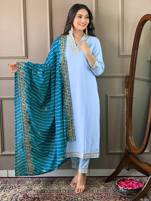 Blue_Viscose_Silk_Blend_Embroidered_Kurta_Pant_Dupatta_Set_For_Women_And_Girls