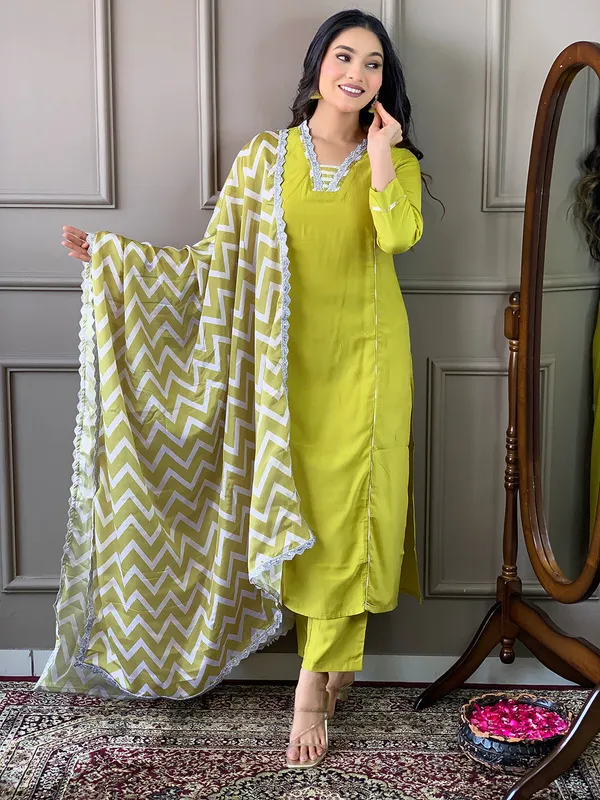 Lemon_Green_Viscose_Embroidered_Kurta_Pant_Dupatta_Set_For_Women_And_Girls