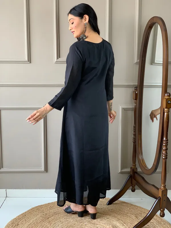Black_Rayon_Embroidered_Kurti_Pant_Dupatta_Set_For_Women_And_Girls