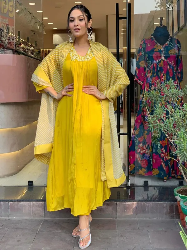 Yellow_Rayon_Embroidered_Kurti_Pant_Dupatta_Set_For_Women_And_Girls
