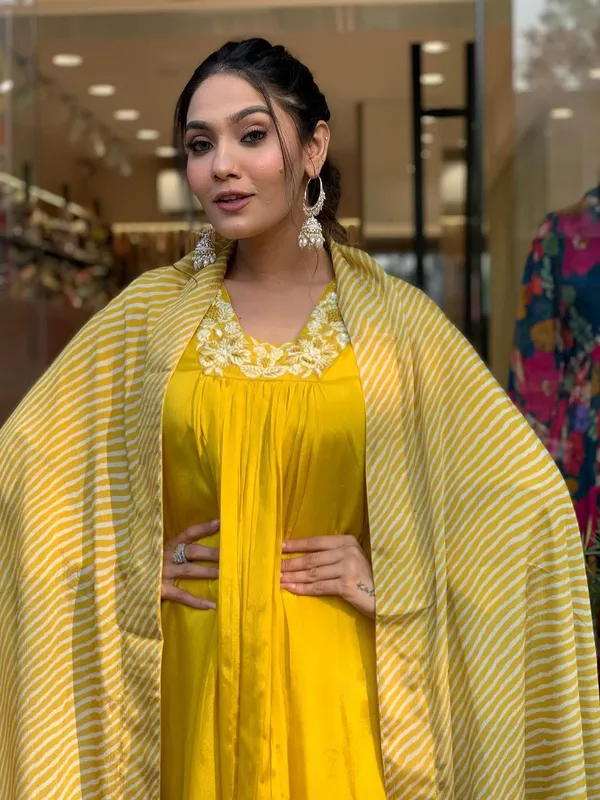 Yellow_Rayon_Embroidered_Kurti_Pant_Dupatta_Set_For_Women_And_Girls