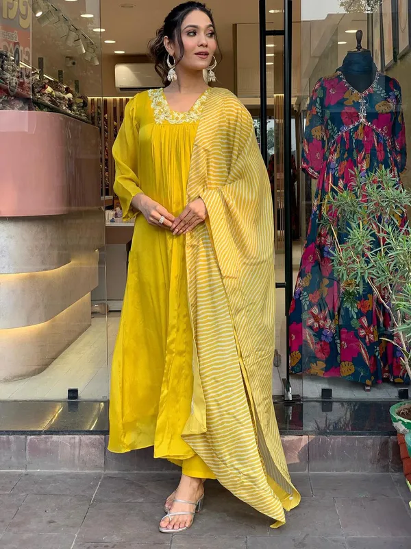 Yellow_Rayon_Embroidered_Kurti_Pant_Dupatta_Set_For_Women_And_Girls
