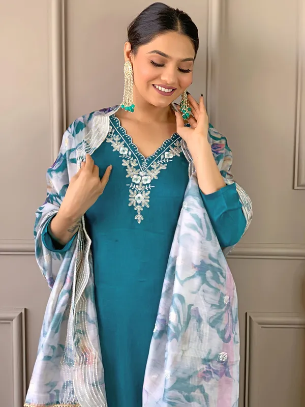 Blue_Viscose_Embroidered_Kurta_Pant_Dupatta_Set_For_Women_And_Girls