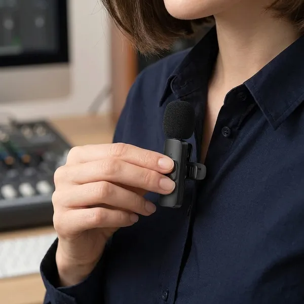 Black_Wireless_Lavalier_Microphone_System_With_Dual_Transmitters_And_Multi_Device_Compatibility