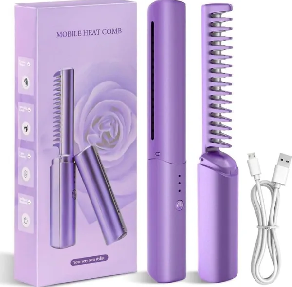 Lavender_Portable_Rechargeable_Hair_Straightening_Comb