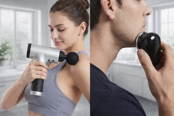 Muscle_Fascia_Massager_Gun_&_Portable_Mini_Electric_Shaver_for_Men_-_Compact_Rotary_Shaver_with_USB_Charging_Pack_Of_2