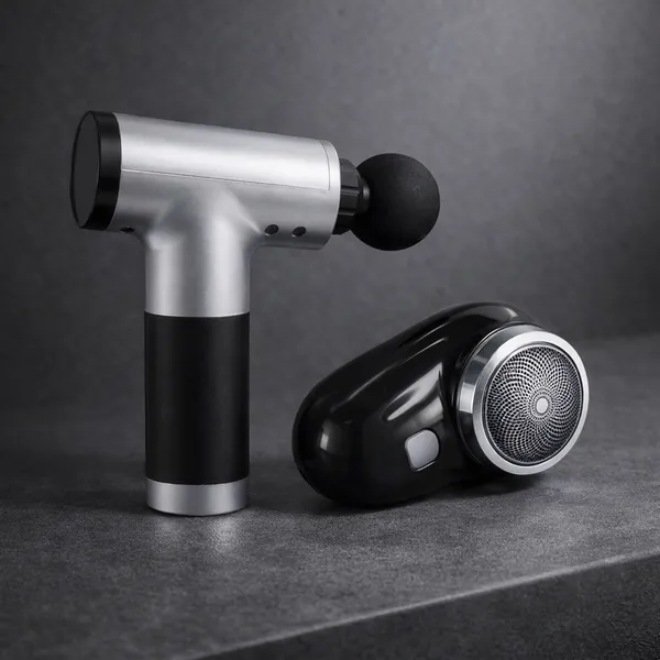 Muscle_Fascia_Massager_Gun_&_Portable_Mini_Electric_Shaver_for_Men_-_Compact_Rotary_Shaver_with_USB_Charging_Pack_Of_2