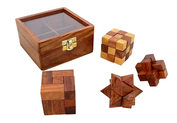 The_4-in-1_Wooden_Brain_Teaser_Puzzle_Set