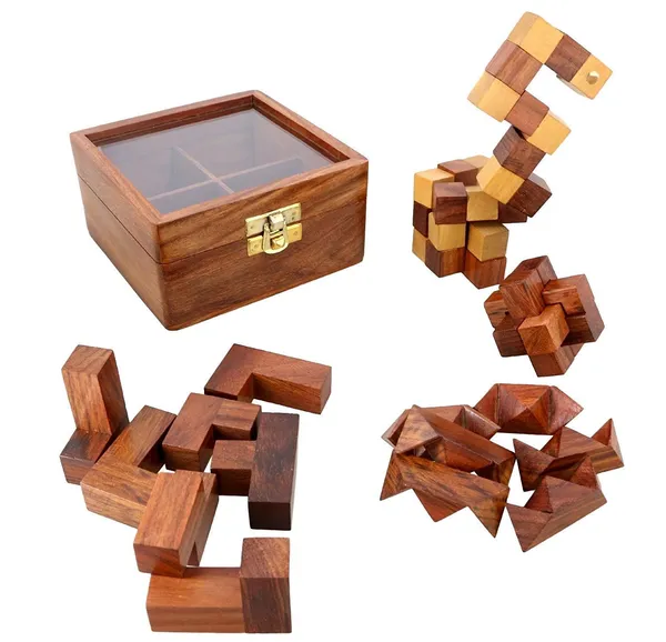 The_4-in-1_Wooden_Brain_Teaser_Puzzle_Set