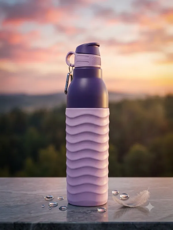 Purple_Textured_Water_Bottle_With_Carabiner