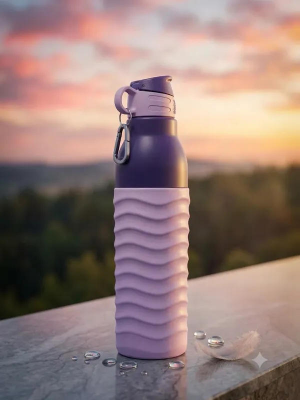 Purple_Textured_Water_Bottle_With_Carabiner