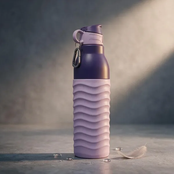 Plastic_Modern_Wave_Texture_Water_Bottle_With_Carabiner