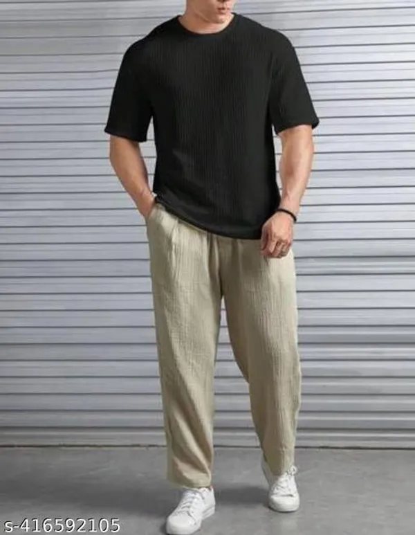 Black_Cotton_Blend_Premium_Stripes_Half_Sleeve_T_Shirt_For_Men