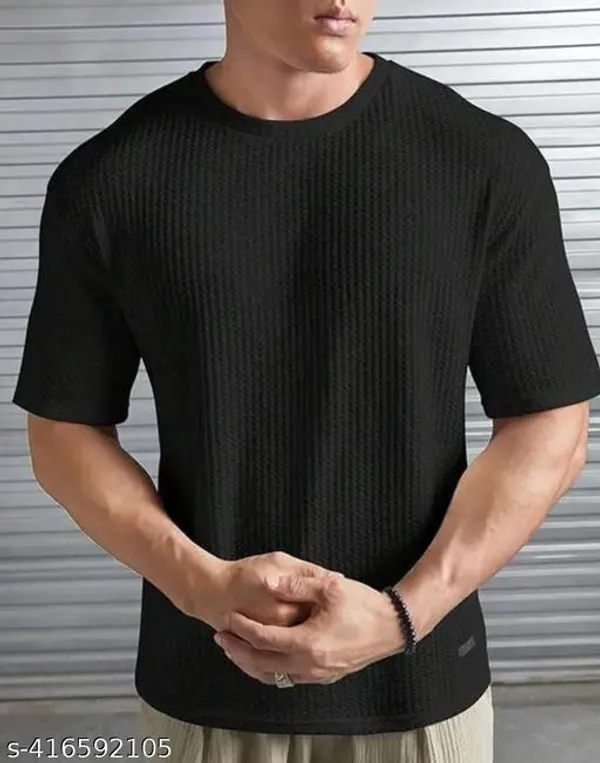 Black_Cotton_Blend_Premium_Stripes_Half_Sleeve_T_Shirt_For_Men