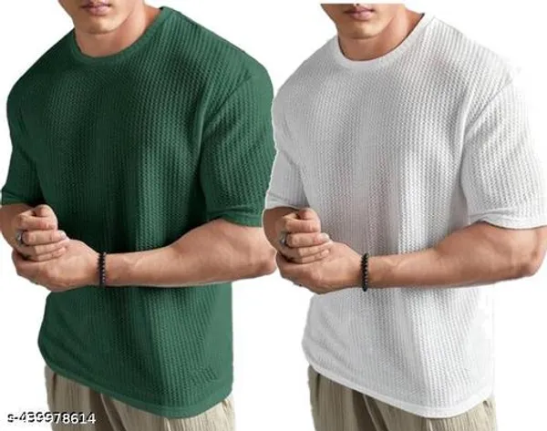 Green_And_White_Cotton_Blend_Premium_Stripes_Half_Sleeve_T_Shirt_For_Men